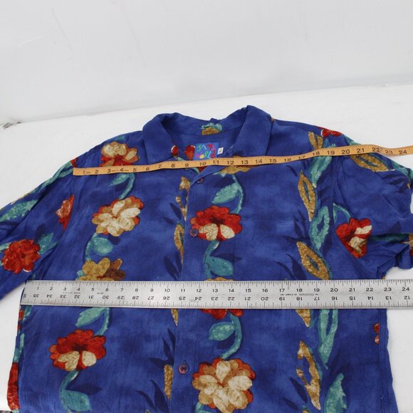 Jams World Hawaiian Shirt mens large M630RE blue Red Floral Short Sleeve Rayon - Picture 14 of 14